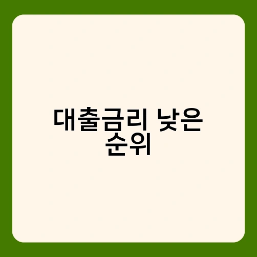 대출금리 낮은 순위 4