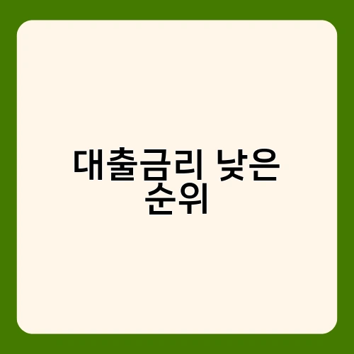 대출금리 낮은 순위