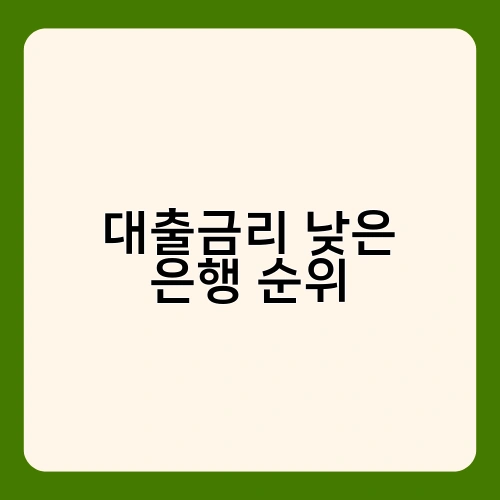 대출금리 낮은 은행 순위 2