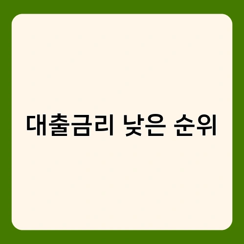 대출금리 낮은 순위 3